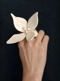 Vegan Ivory Flower Ring Size 8.5