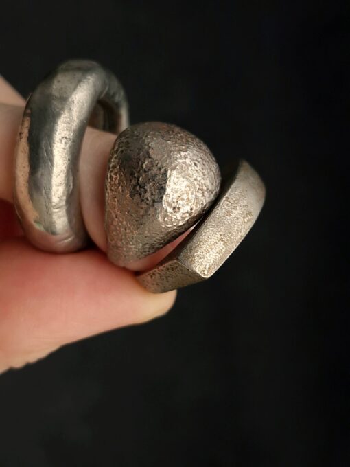 White Bronze Plated Alloy Rings (Set of 3) Size 7