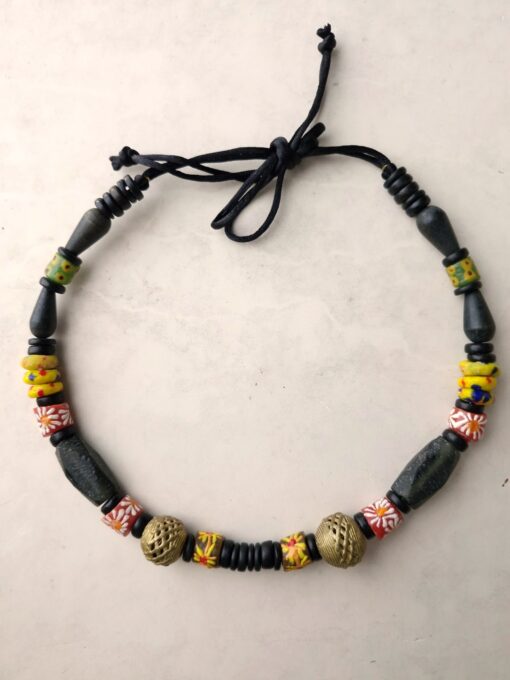 Adjustable Black, Yellow & Orange Necklace