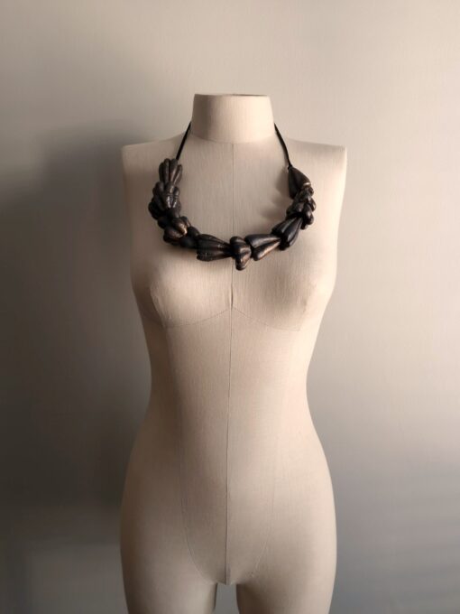 Adjustable Black with Gold Sheen Necklace - Image 8