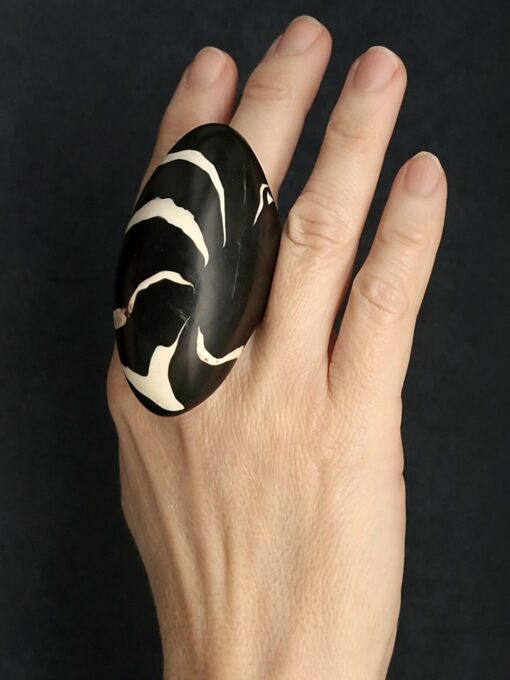 Black & Vegan Ivory Ring Size 7 - Image 3