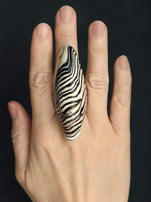 Black & Vegan Ivory Ring Size 7 - Image 2