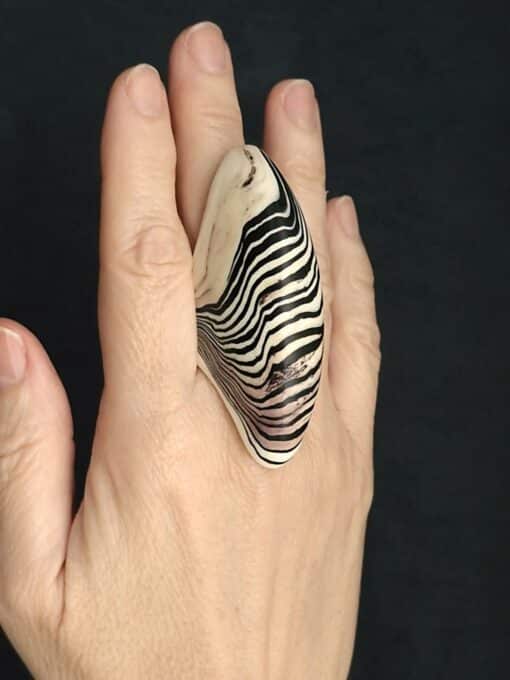 Black & Vegan Ivory Ring Size 7