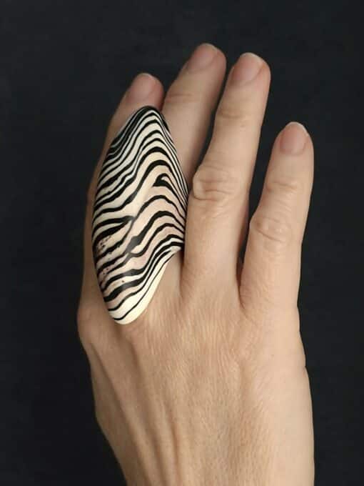Black & Vegan Ivory Ring Size 7 - Image 3
