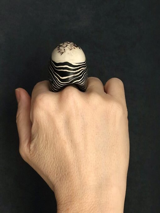 Black & Vegan Ivory Ring Size 8 - Image 3