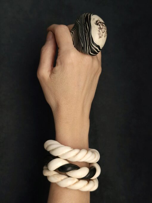 Black & Vegan Ivory Ring Size 8 - Image 5