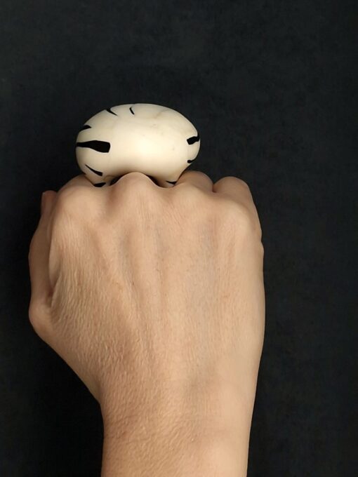 Vegan Ivory & Black Ring Size 7.5 - Image 4