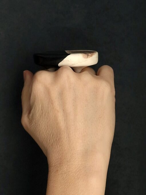 Vegan Ivory & Black Ring Size 8 - Image 2