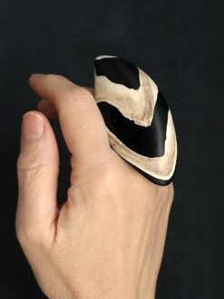 Vegan Ivory & Black Ring Size 9.5