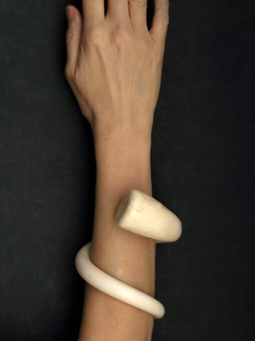 Vegan Ivory Snake Cuff Size L - Image 2
