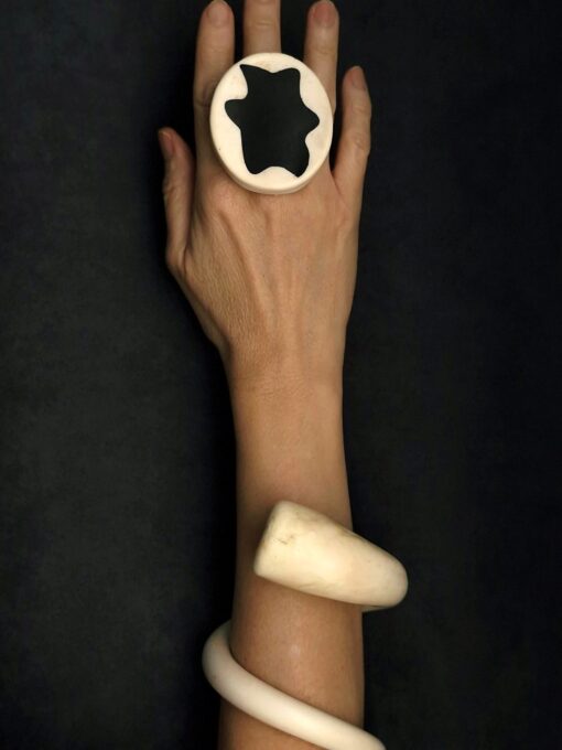 Vegan Ivory Snake Cuff Size L - Image 3