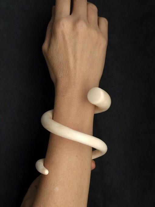 Vegan Ivory Snake Cuff Size M