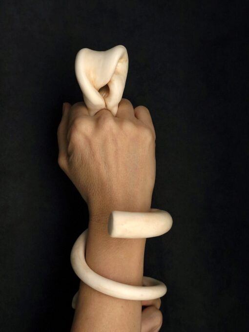 Vegan Ivory Snake Cuff Size M - Image 4