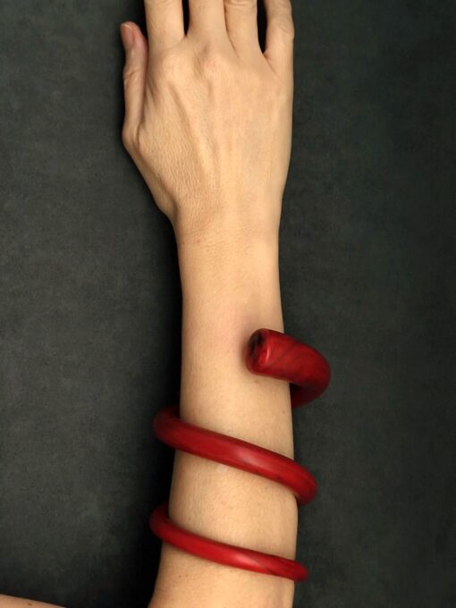 Red Double Wrap Snake Cuff Size S - M - Image 4