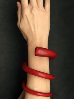 Red Double Wrap Snake Cuff Size S - M