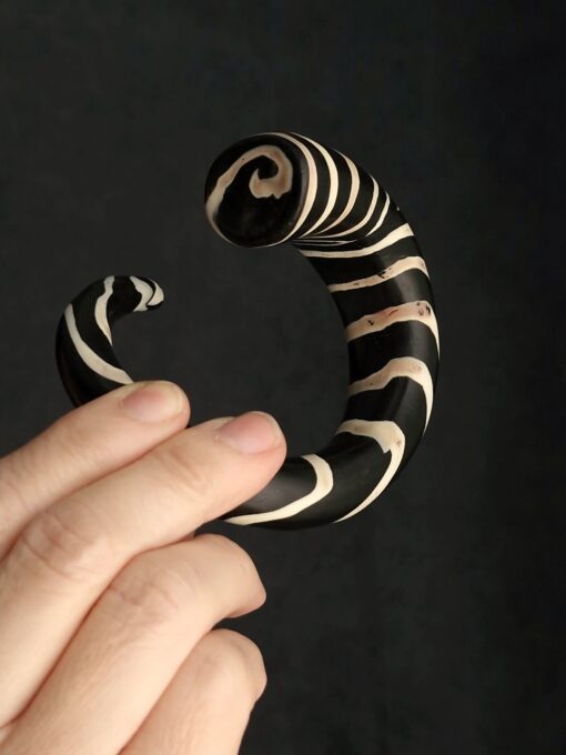 Black & Vegan Ivory Snake Cuff Size S - M