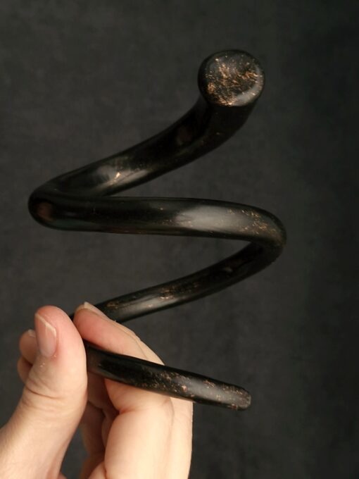 Black with Gold Sheen Double Wrap Snake Cuff Size M