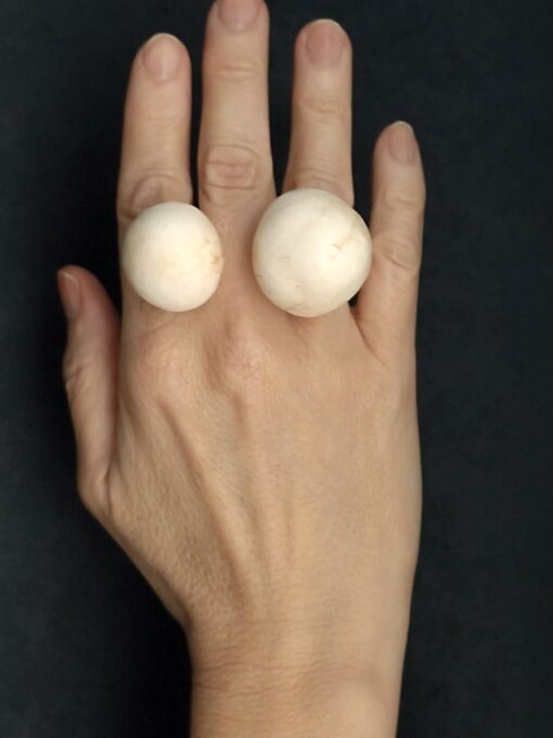 Vegan Ivory Sculptured Ring Size 8 - Image 2