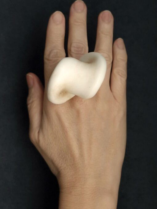 Vegan Ivory Sculptured Ring Size 7 - Image 2