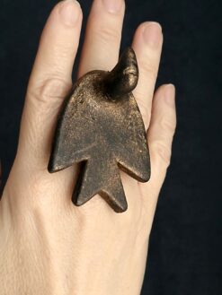 Black with Gold Sheen Sculptured Ring Size 7
