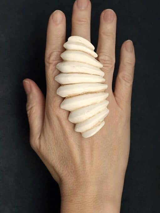 Vegan Ivory Sculptured Ring Size 8 - Image 3