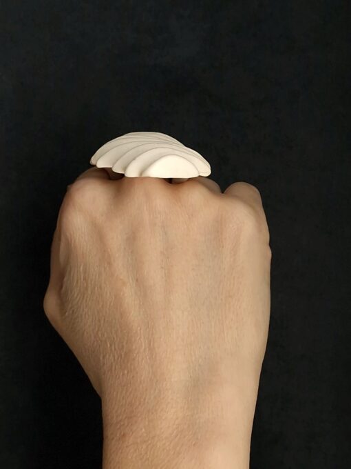 Vegan Ivory Sculptured Ring Size 8 - Image 2