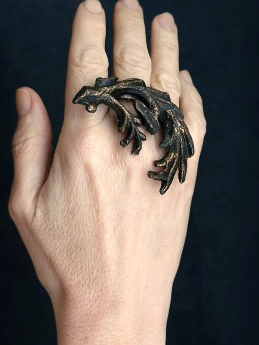 Dark with Gold Sheen Ring Size 7.5