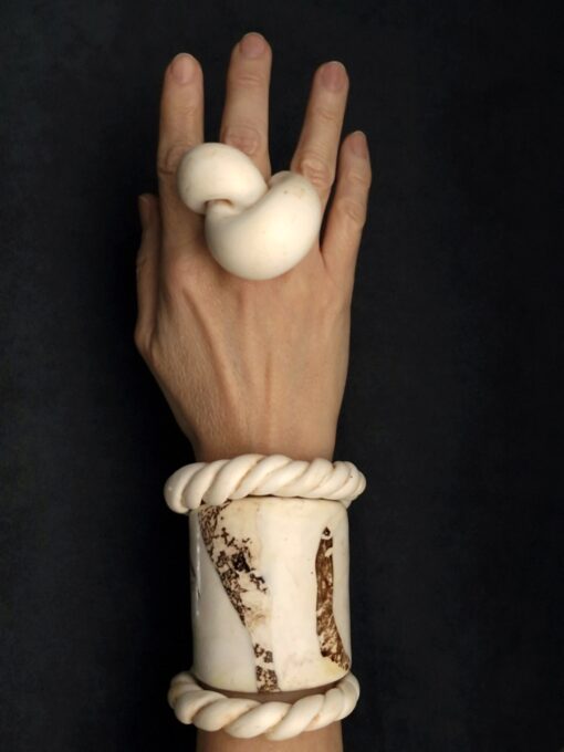 Vegan Ivory Sculptured Ring Size 7 - Image 3