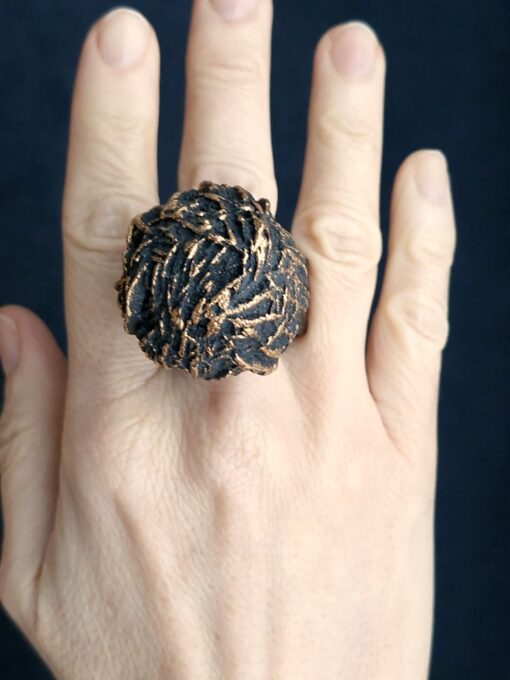 Dark with Gold Sheen Ring Size 6.5 - Image 4