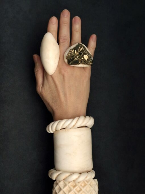 Vegan Ivory Sculptured Ring Size 8.5 - Image 4