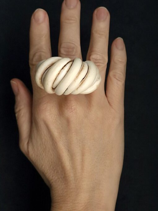 Vegan Ivory Sculptured Ring Size 7.5 - Image 3