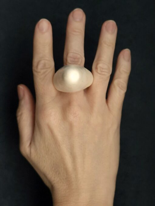 Vegan Ivory Sculptured Ring Size 7 - Image 3