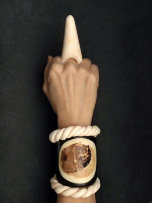 Vegan Ivory Sculptured Ring Size 7 - Image 4