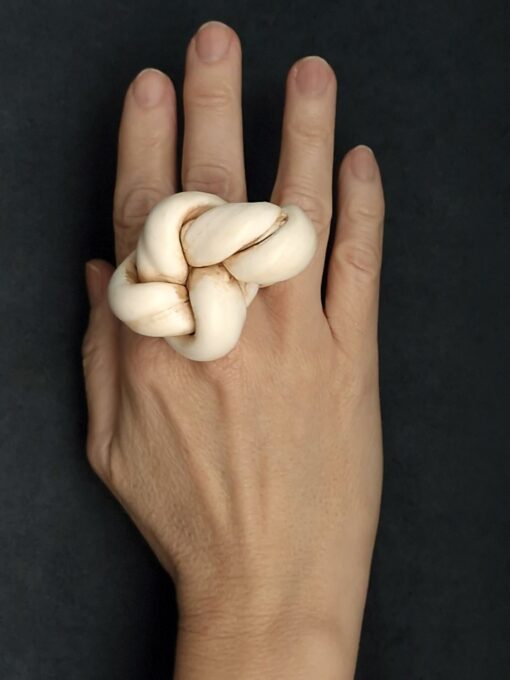 Vegan Ivory Sculptured Ring Size 8 - Image 2