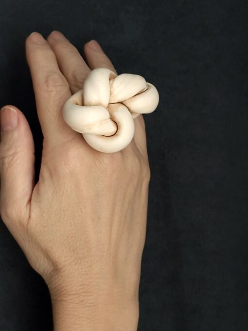 Vegan Ivory Sculptured Ring Size 8 - Image 3