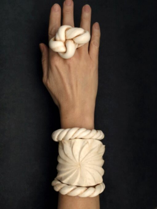 Vegan Ivory Sculptured Ring Size 8 - Image 4