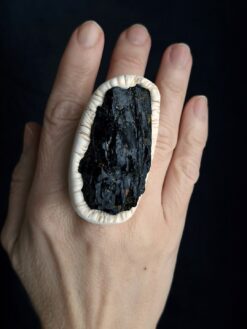 Black Kyanite Stone Ring Size 9