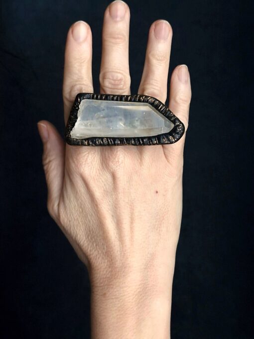 Rock Crystal Pointer Stone Ring Size 9