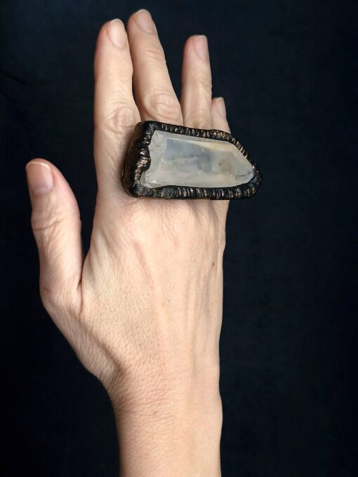 Rock Crystal Pointer Stone Ring Size 9 - Image 2