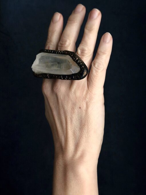 Rock Crystal Pointer Stone Ring Size 9 - Image 3
