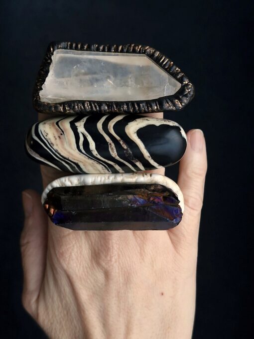 Rock Crystal Pointer Stone Ring Size 9 - Image 5