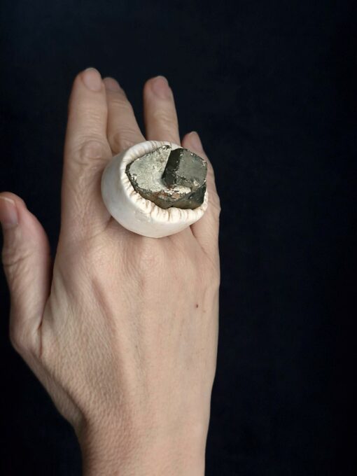Pyrite Stone Ring Size 7.5