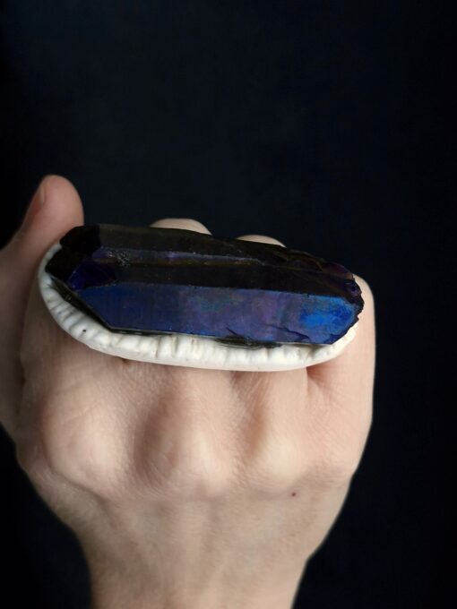 Purple Aura Quartz Cluster Ring Size 6.5 - Image 4