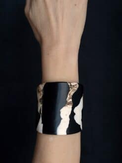 Black & Vegan Ivory Flat Cuff Size M - L