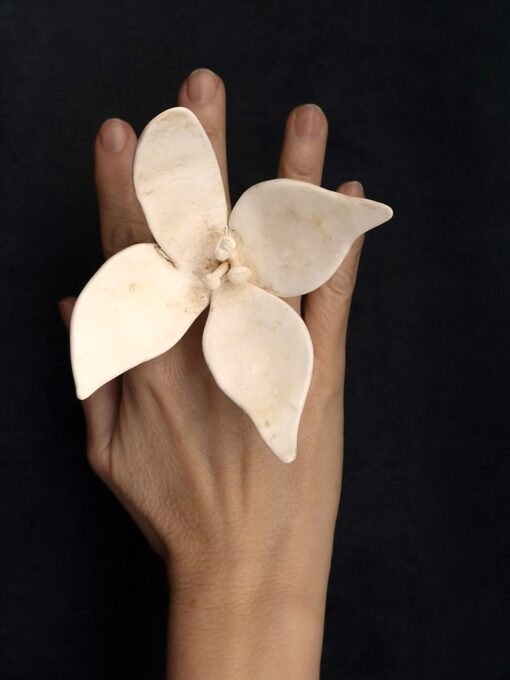 Vegan Ivory Flower Ring Size 8.5 - Image 2