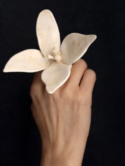 Vegan Ivory Flower Ring Size 8.5