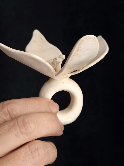 Vegan Ivory Flower Ring Size 8.5 - Image 3