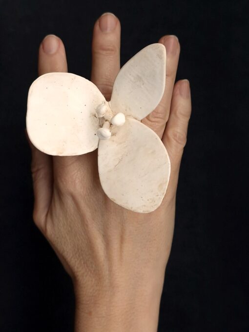 Vegan Ivory Flower Ring Size 7.5