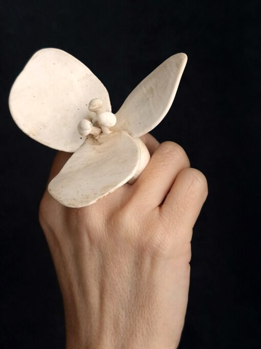 Vegan Ivory Flower Ring Size 7.5 - Image 2