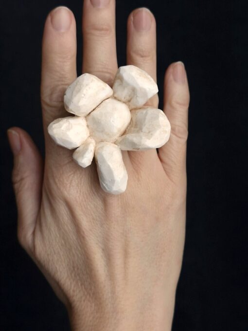 Vegan Ivory Flower Ring Size 8